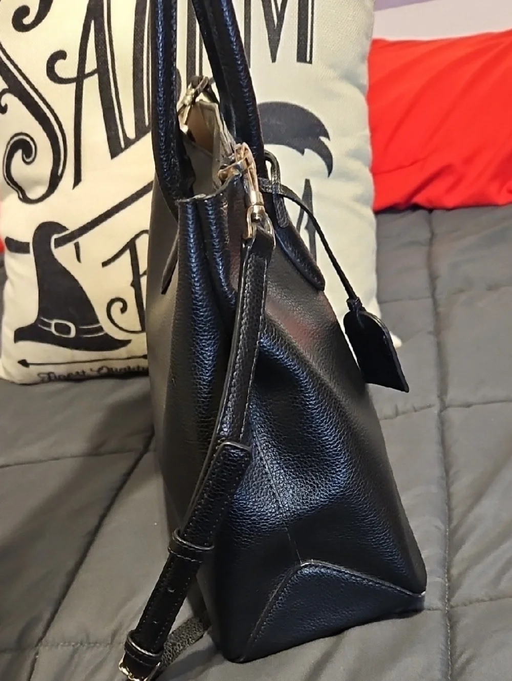 Kate Spade Black‎ Pebbled Leather Tote with Detachable Strap